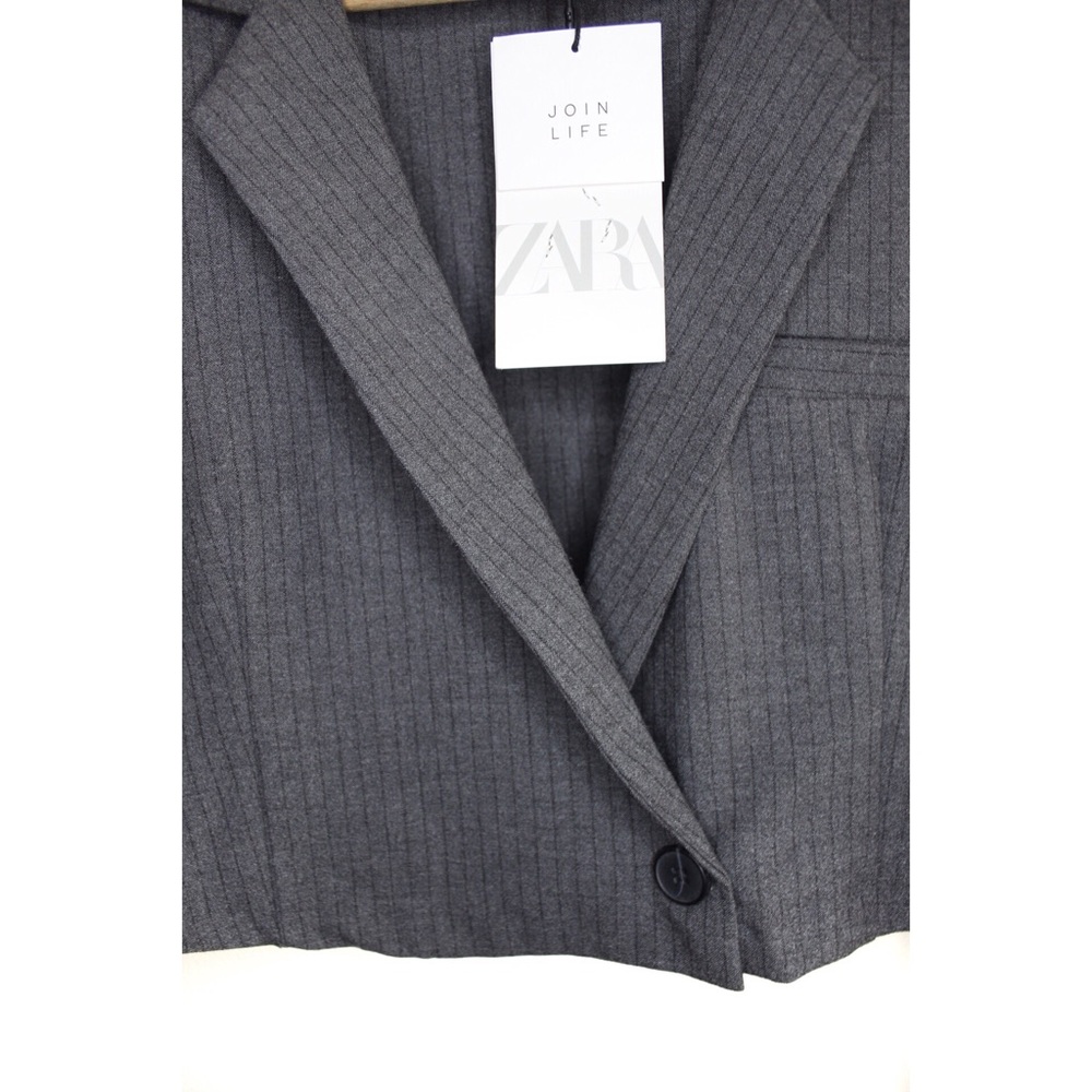 Zara Cropped Pinstripe Button Blazer Shirt Small - Picture 14 of 16